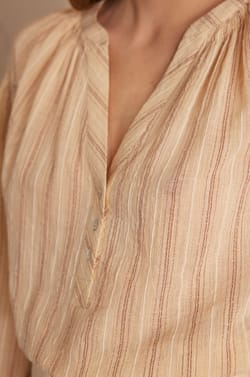 PRUNE Striped Cotton Blouse;${refinementColor}