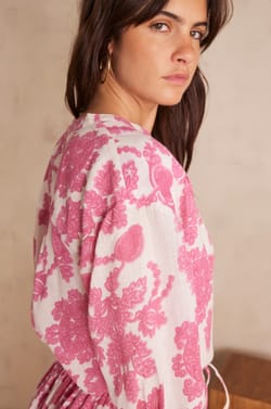 Blouse SUN en coton imprim&eacute; fleuri;${refinementColor}