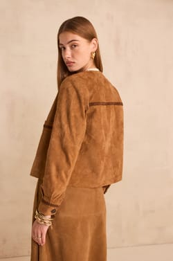 BETTY long-sleeved suede jacket;${refinementColor}