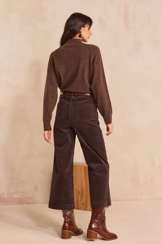 Dark brown velvet pants ROMA;${refinementColor}