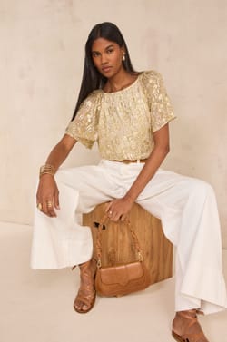 Pantalon large en coton TARA;${refinementColor}