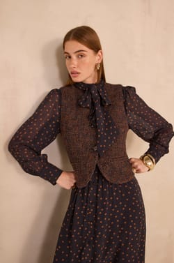 Sleeveless tweed vest in blended wool PHARELL;${refinementColor}