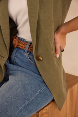NELIA linen blend blazer;${refinementColor}