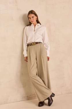 Light taupe wide leg pants LINA;${refinementColor}