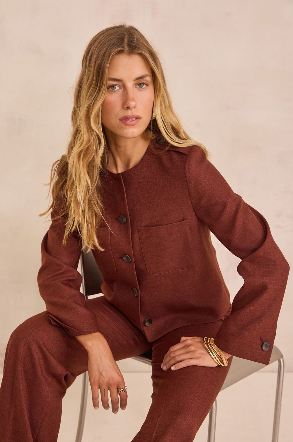 VIRGILE structured short jacket;${refinementColor}