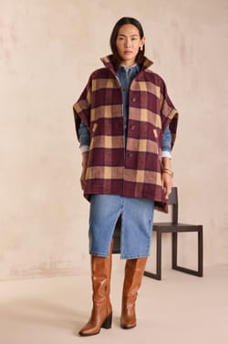 DOLLY Checked Cape Coat;${refinementColor}
