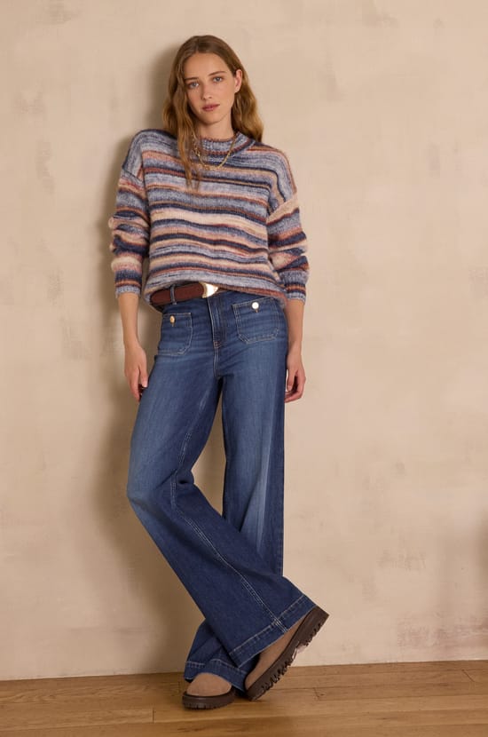 ANAIS wide-leg raw denim jeans;${refinementColor}