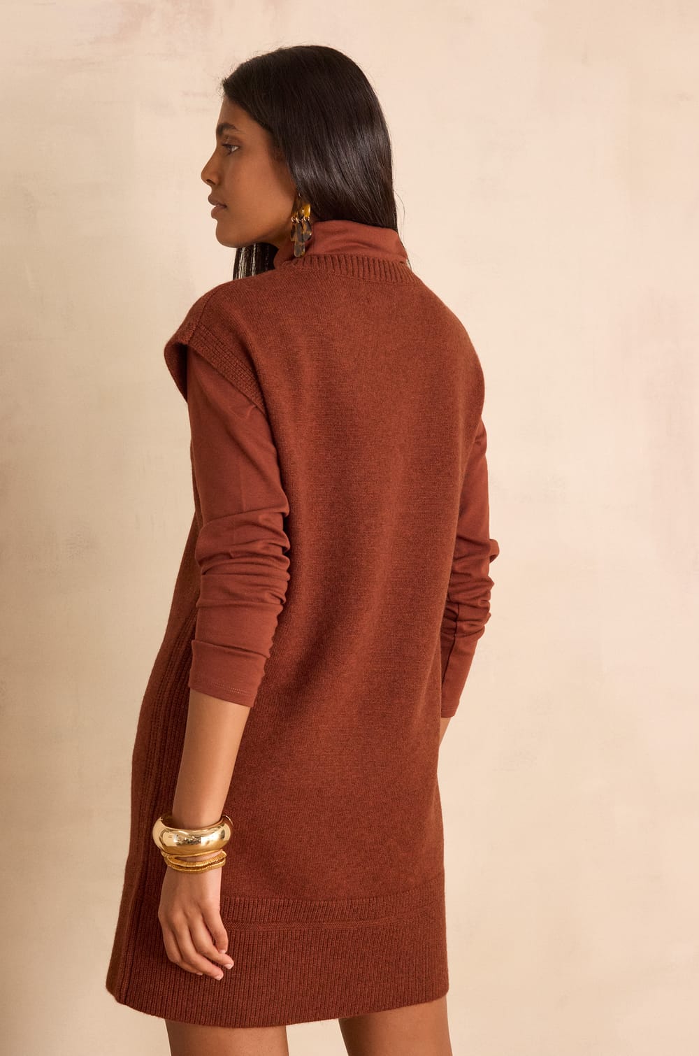 Robe pull sans manches en laine RAPHAELLE;${refinementColor}