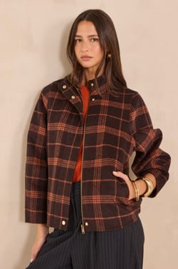 FELICITY mixed wool tartan jacket;${refinementColor}