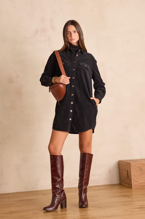 CENDRA velvet shirt dress;${refinementColor}