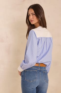 Striped long-sleeve blouse MANAELLE;${refinementColor}