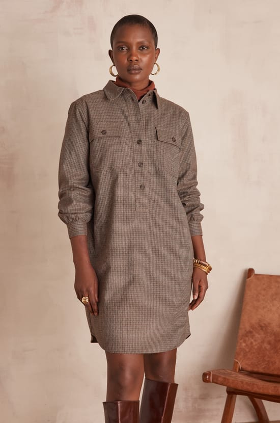 MARLINE Dress with houndstooth pattern;${refinementColor}