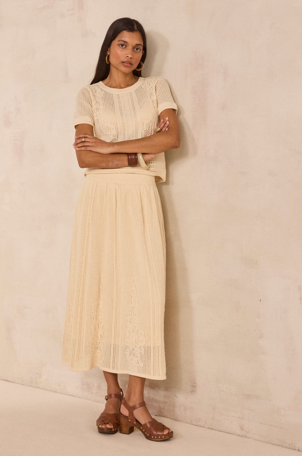 Short-sleeved cotton crochet top PHILIPPINE;${refinementColor}