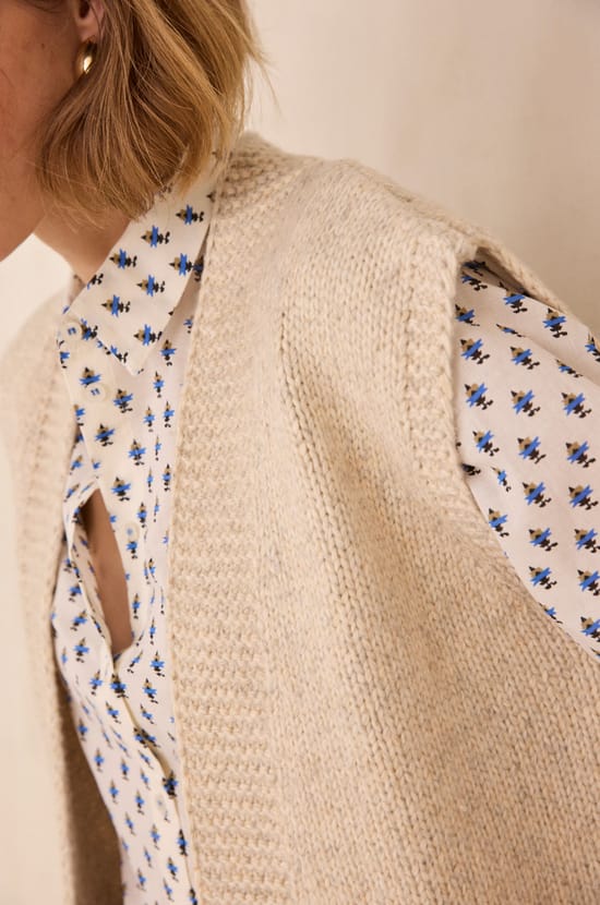 PRISKA sleeveless cotton cardigan;${refinementColor}