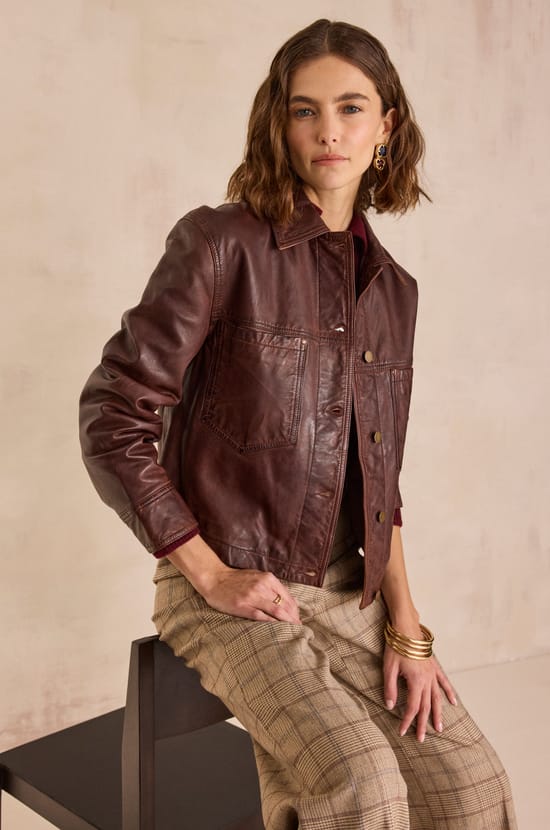 CARLA 100% leather jacket;${refinementColor}