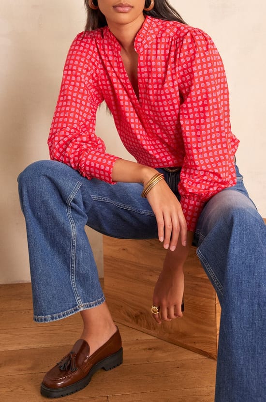 Blouse en coton &agrave; imprim&eacute; fleuri BETH;${refinementColor}