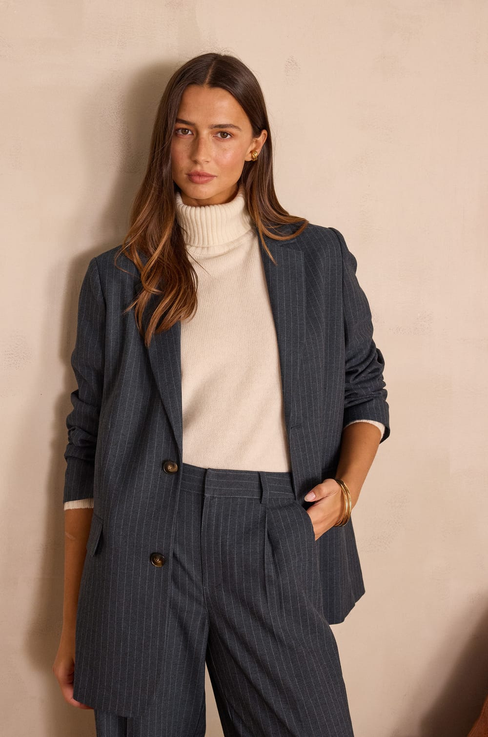 Unisex striped tailored jacket IMPULSIF;${refinementColor}