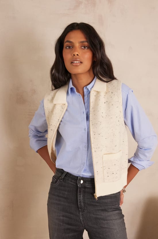 BENJI sleeveless cardigan;${refinementColor}