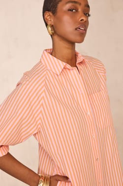 Vestido de camisa de algod&oacute;n a rayas BEST;${refinementColor}