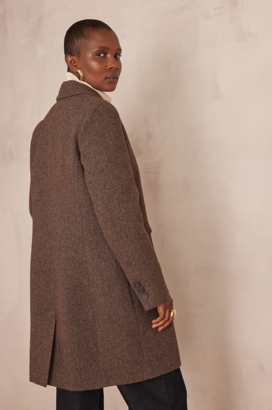 ANABELLE coat with chevron pattern;${refinementColor}