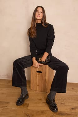 High-waisted wide-leg trousers OXAN in velvet;${refinementColor}