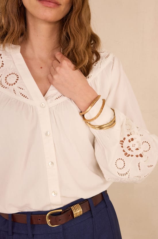 Blouse Manches Longues Coton M&eacute;lang&eacute; DOLLY;${refinementColor}