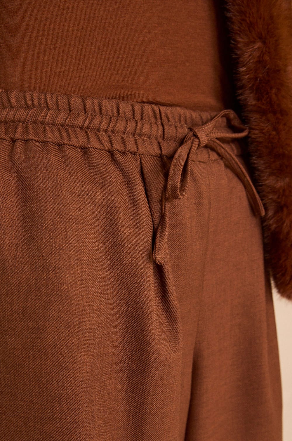 Wide cinnamon pants in blended viscose PRINCE;${refinementColor}