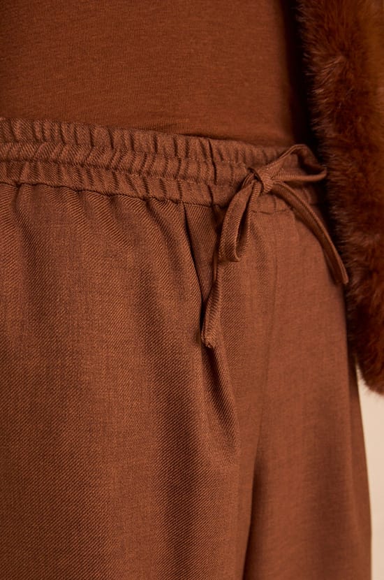 Wide cinnamon pants in blended viscose PRINCE;${refinementColor}