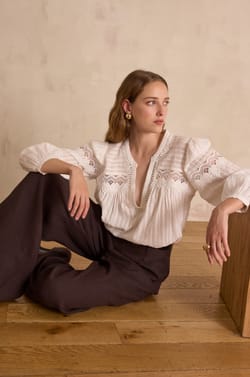 SELENA blouse in 100% cotton;${refinementColor}