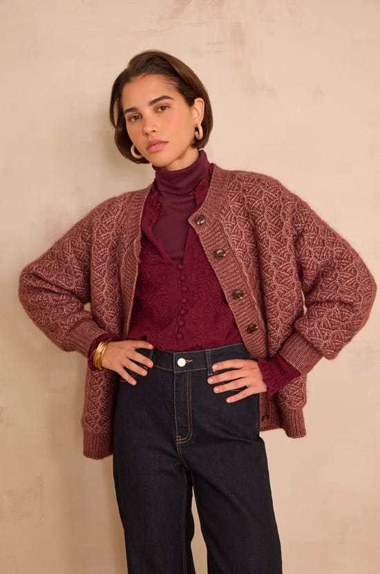 COSMO cardigan in mohair and wool;${refinementColor}