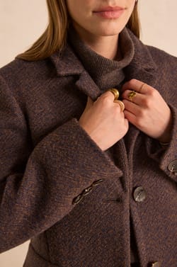 Chocolate mixed wool coat ANABELLE;${refinementColor}