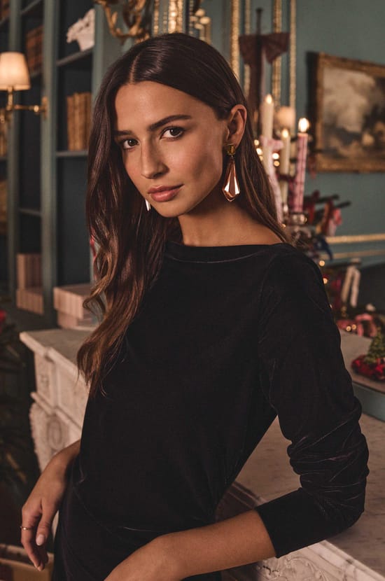 RAFAELA long velvet Dress;${refinementColor}