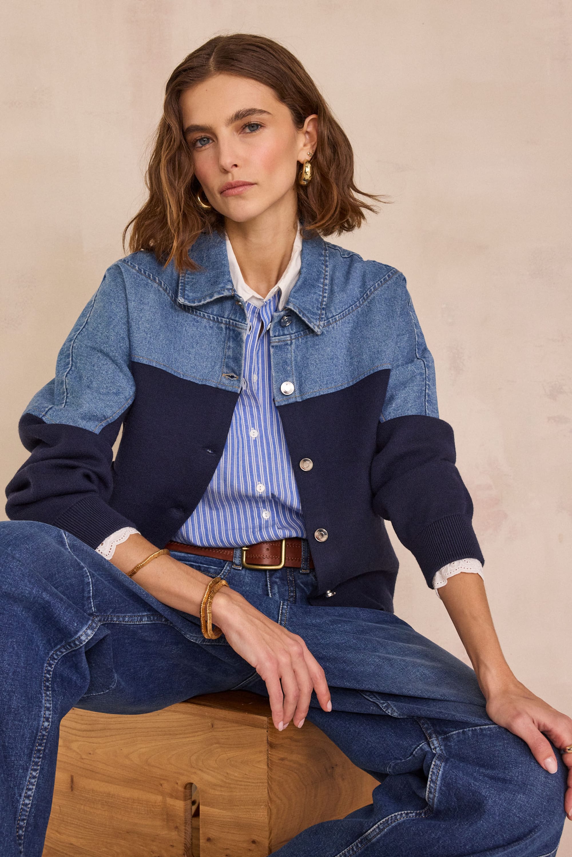 PENNY bi-color Jacket woman | NAVY | Maison 123