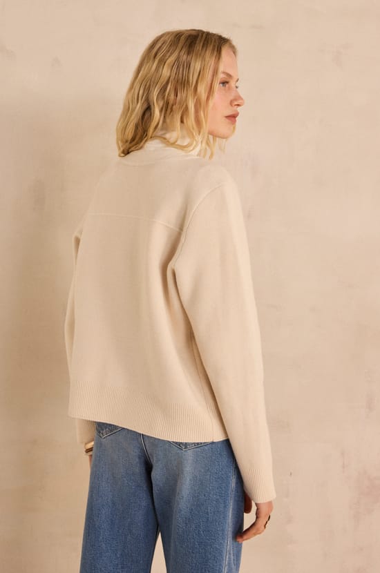 Veste &agrave; manches longues en laine m&eacute;lang&eacute;e ALEXIANE;${refinementColor}