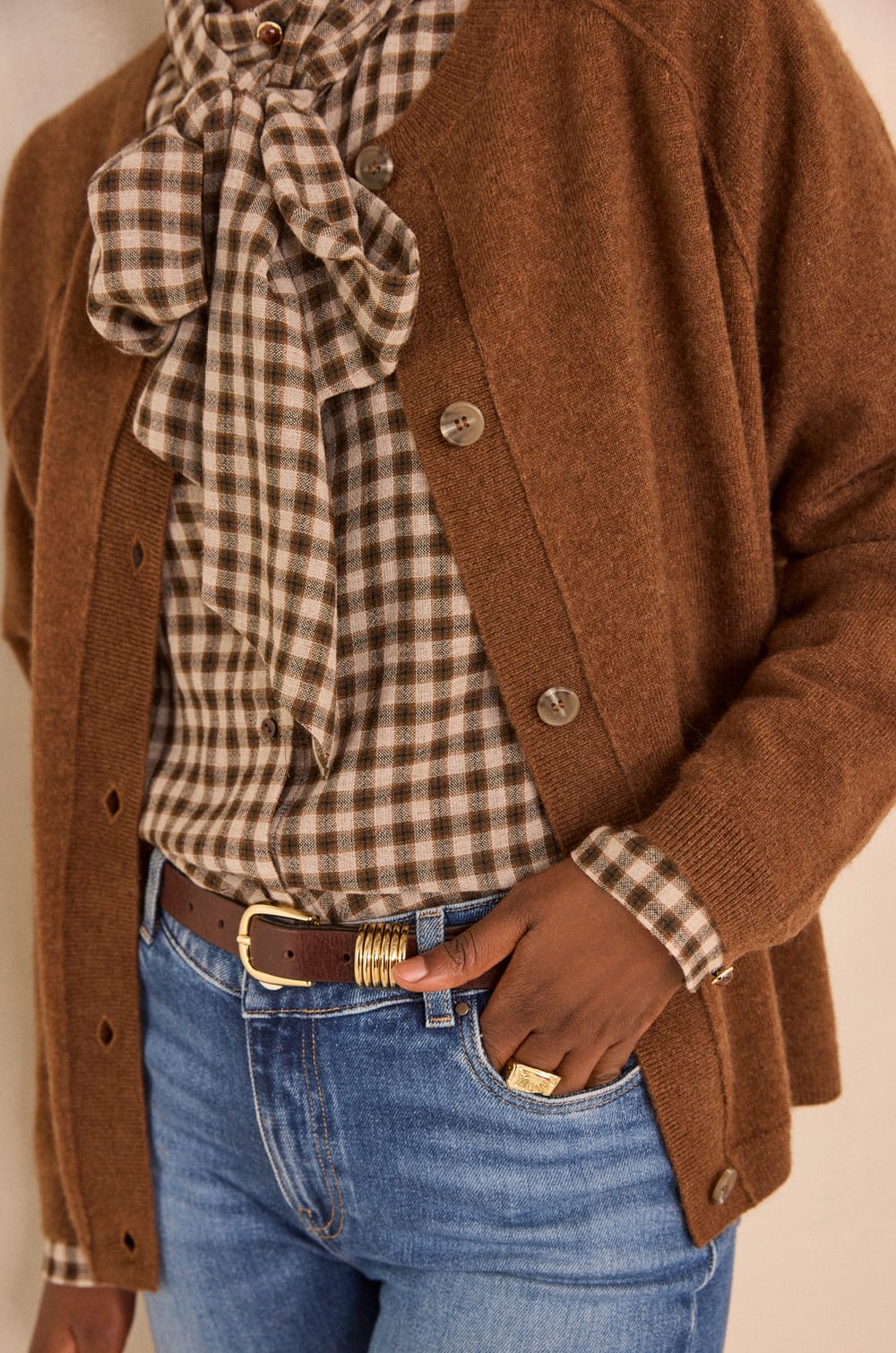 Brown long-sleeved cashmere sweater BILLY;${refinementColor}