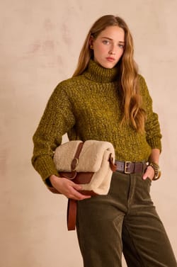 BRANDY turtleneck jumper in wool and cotton;${refinementColor}