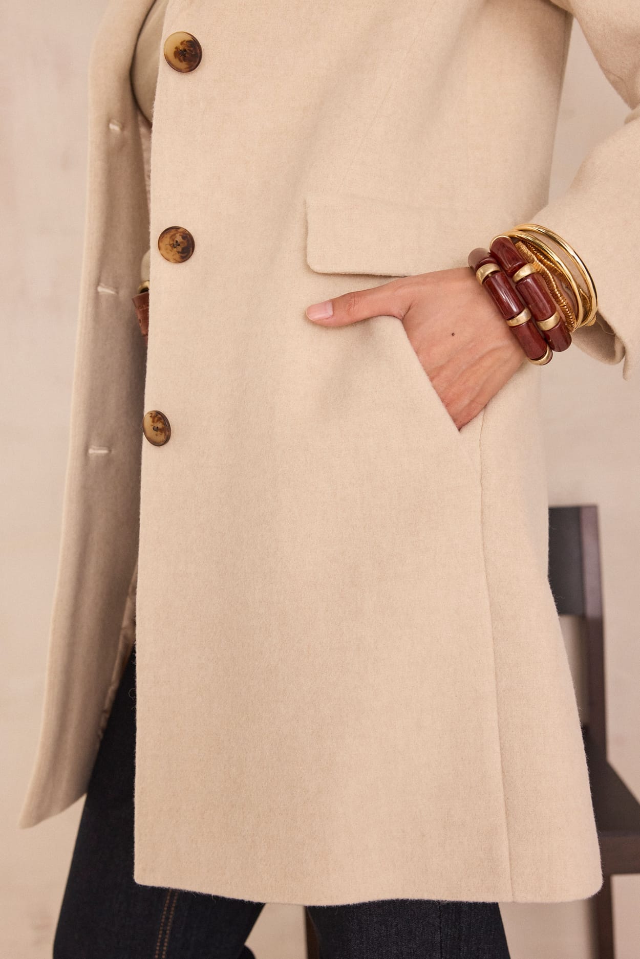 ANABELLE BIS mid-length coat;${refinementColor}