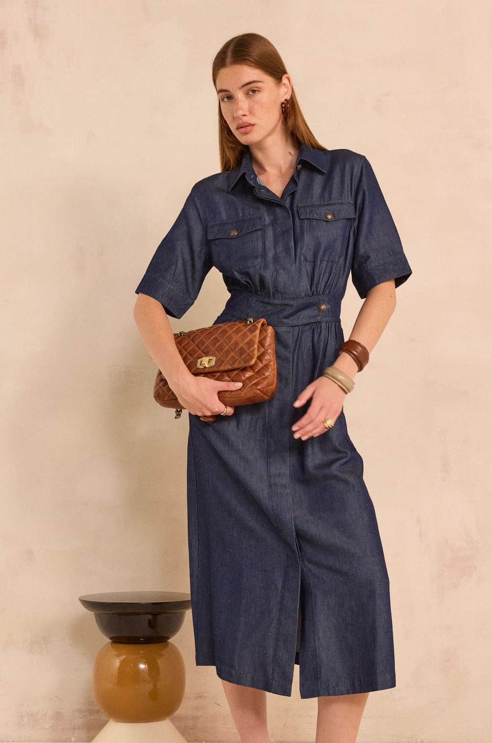 Straight Denim Dress PRALINE;${refinementColor}