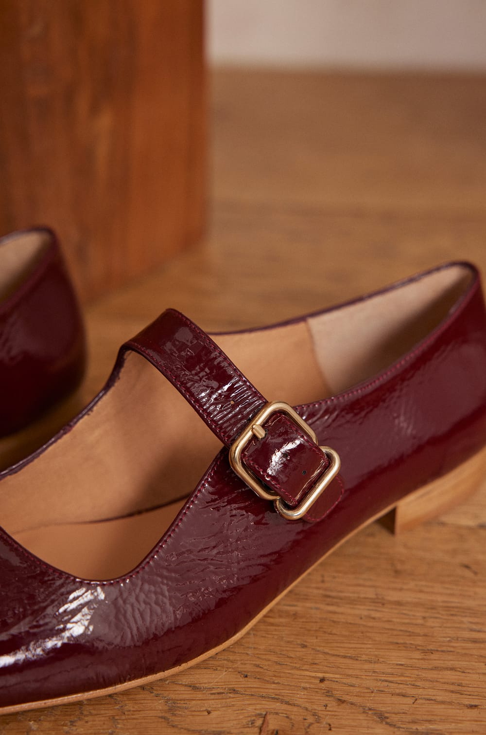 VELVET patent leather ballet flats;${refinementColor}