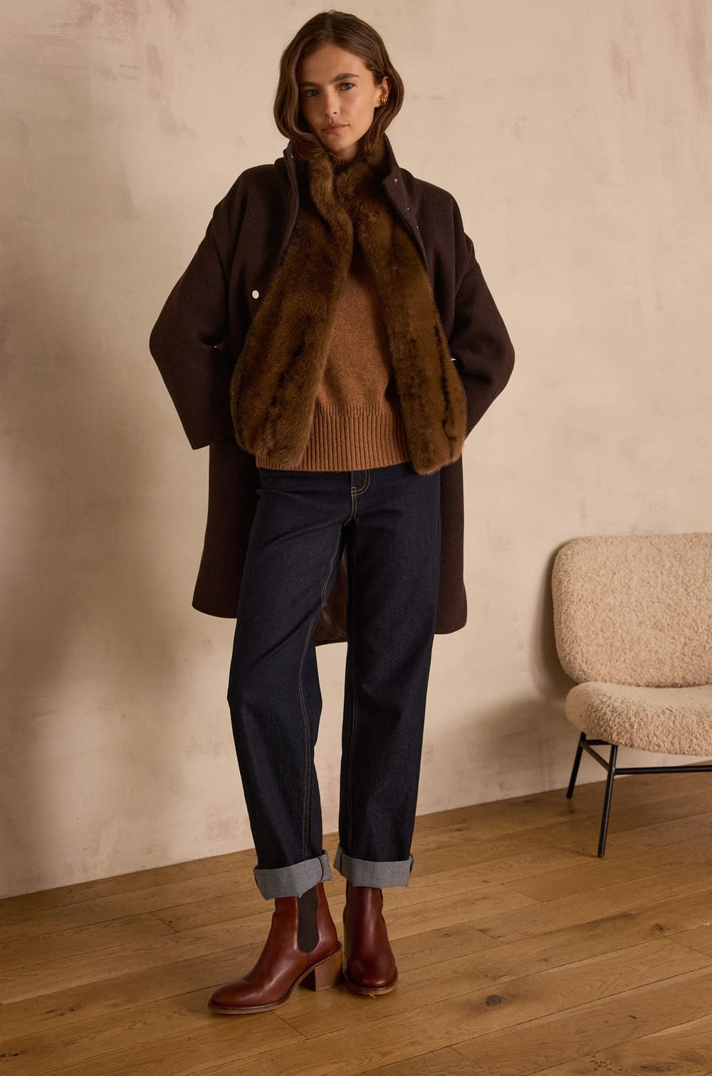 MAGDA mid-length wool coat;${refinementColor}