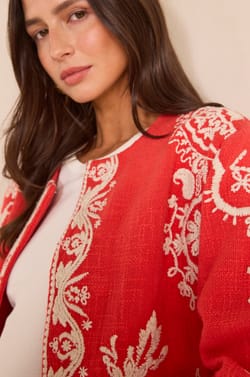 VALMA long sleeve embroidered cotton jacket;${refinementColor}