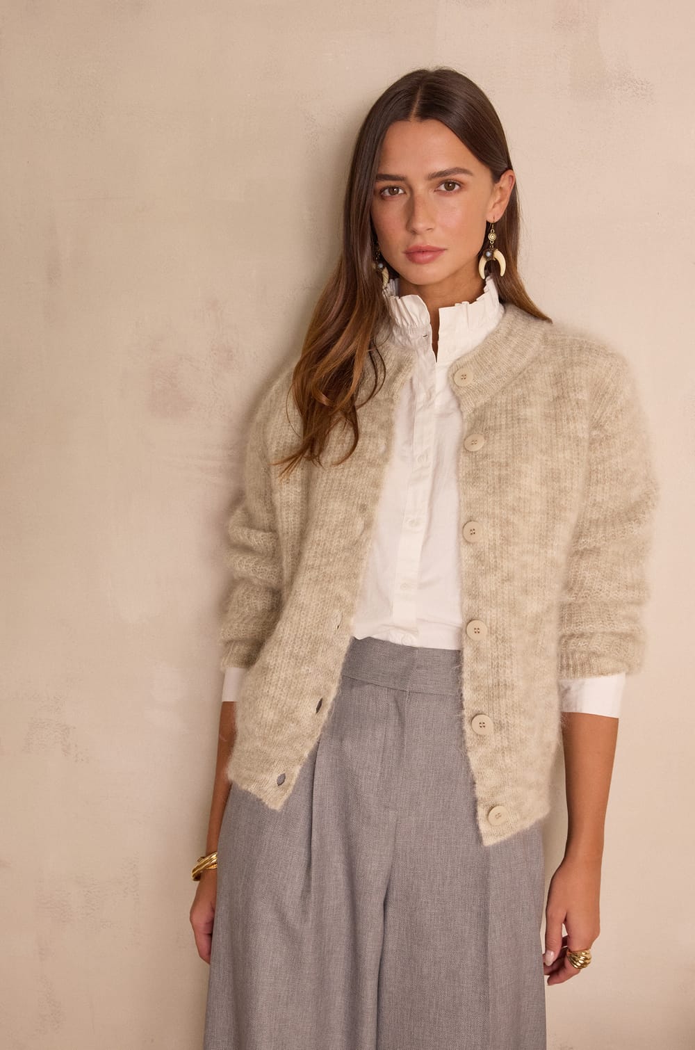 BECKY mohair and wool cardigan;${refinementColor}