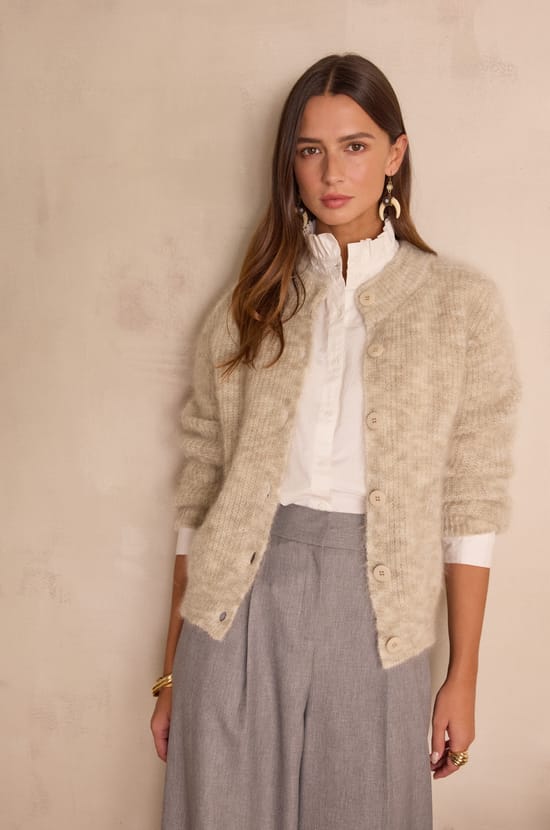 BECKY mohair and wool cardigan;${refinementColor}