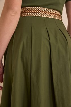 OLIVE cotton A-line skirt;${refinementColor}