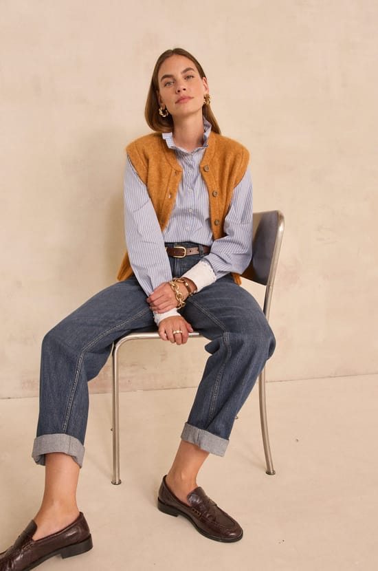 AGATHE cotton wide pants;${refinementColor}