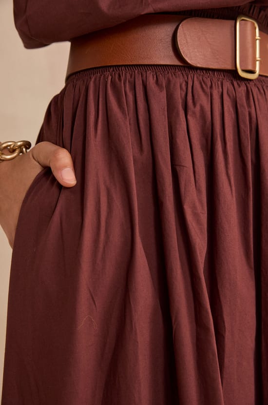 ORPHEE cotton dancing midi skirt;${refinementColor}