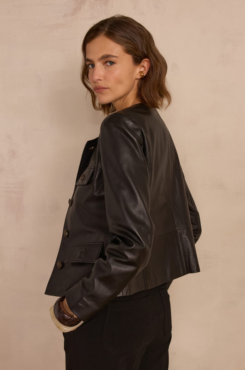 Blouson CHARLOTTE en cuir;${refinementColor}