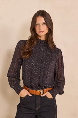 SPIRIT long-sleeved polka dot blouse;${refinementColor}