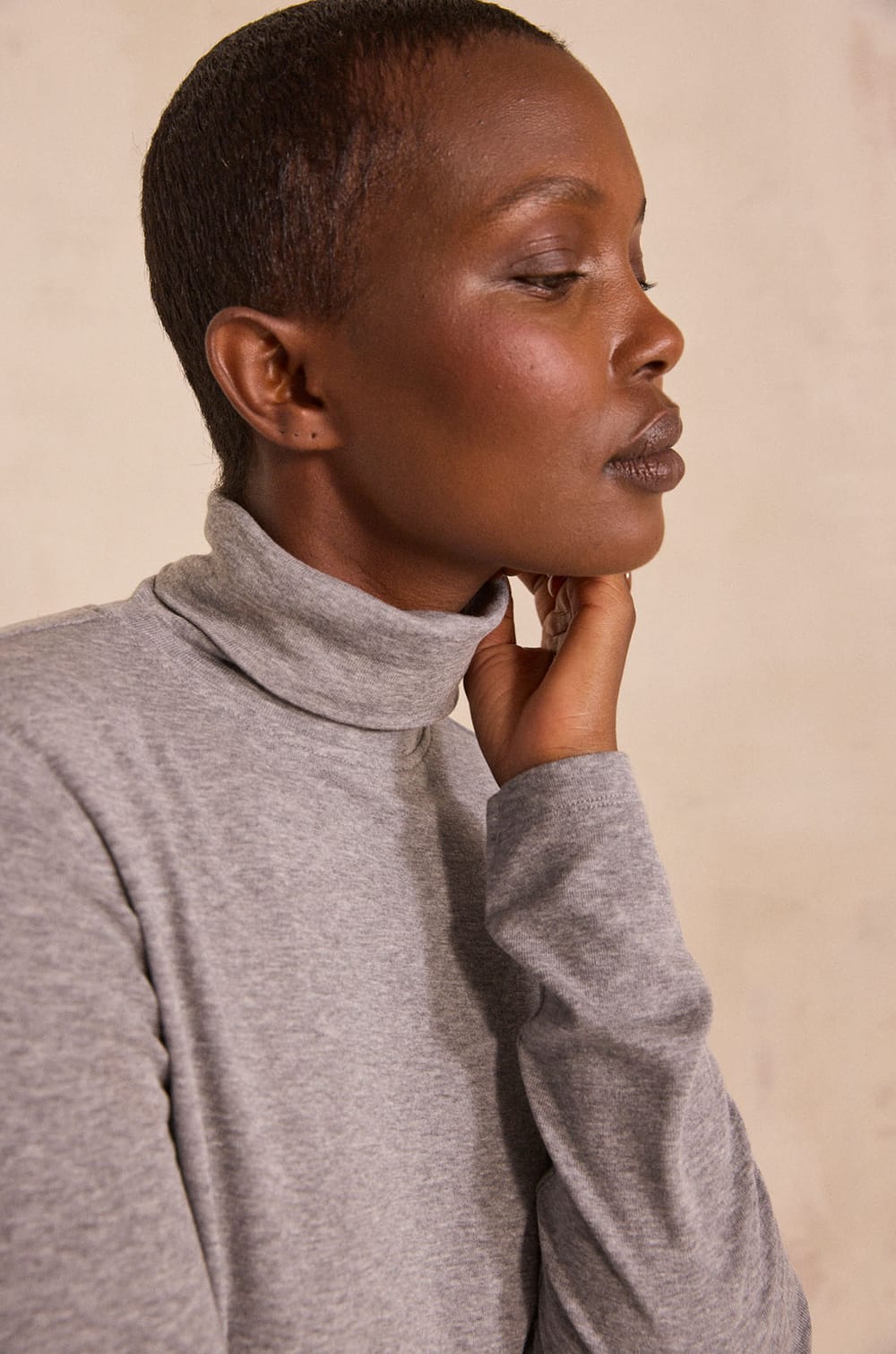 TERRY turtleneck T-shirt;${refinementColor}