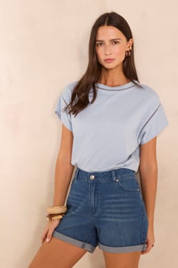 Short-sleeve cotton T-shirt LOUISE;${refinementColor}